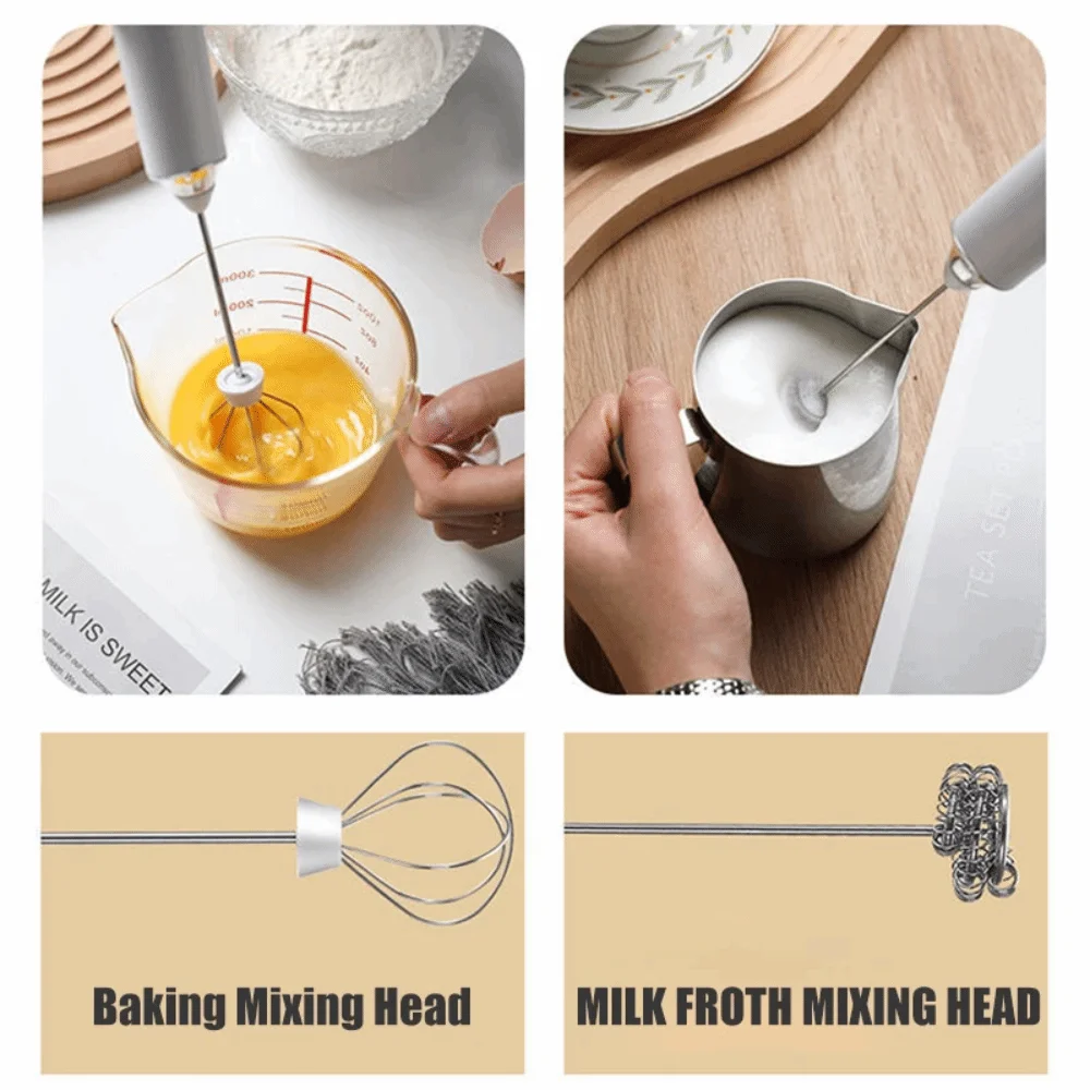 

High Quality 3-Speed Handheld Mixer Portable 2-in-1 Electric Egg Beater Hand Held USB Charging Coffee Whisk Blending