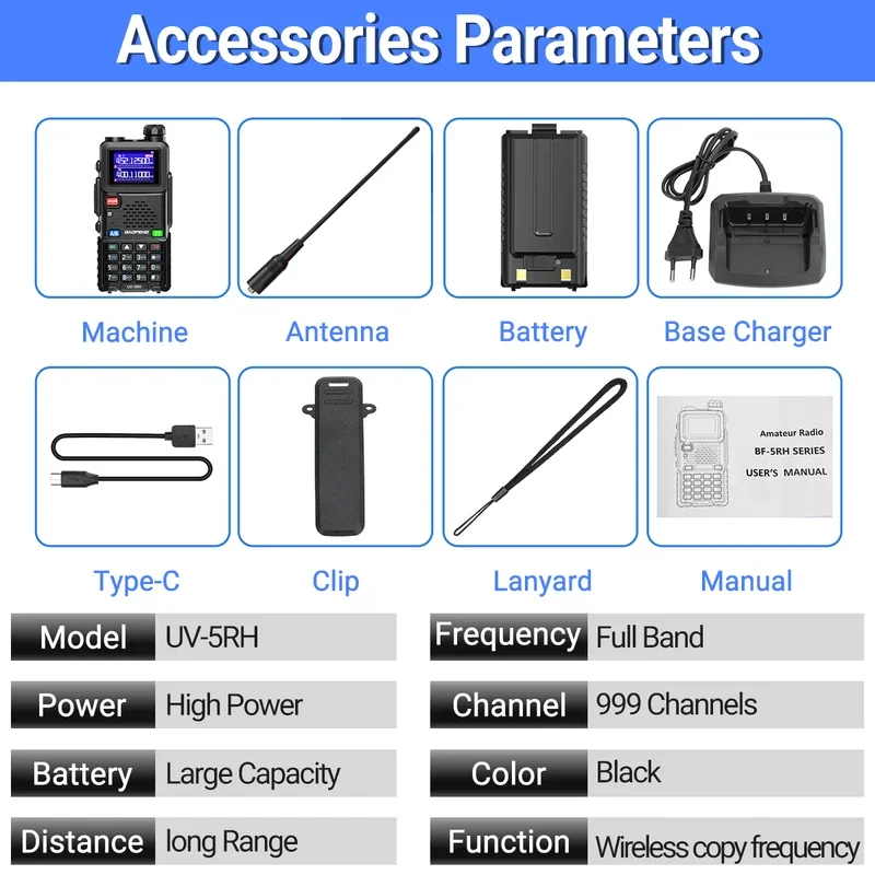 UV 5RH 10W Air Band Walkie Talkie Lange afstand Draadloze kopieerfrequentie Tweerichtingshamradio Type-C Baofeng UV 5R UV 5RH Pro Max