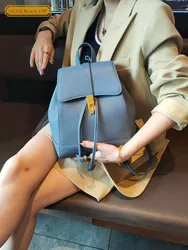 Zaino Casual da donna in vera pelle High Steet borsa a secchiello moda Versatile zaino da viaggio femminile borsa da scuola per studenti Satchel