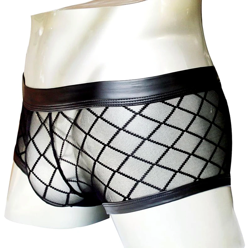 

Мужские трусы-боксеры из дышащей сетки в клетку, прозрачные, сексуальные, Cueca, Calcon Homme, Ropa Interior