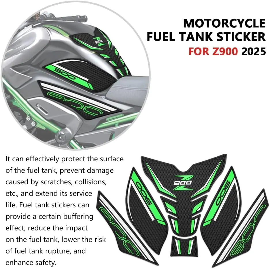 Para kawasaki z900 2025 acessórios da motocicleta antiderrapante decalque decorativo almofada do tanque de combustível bicicleta kit adesivo protetor