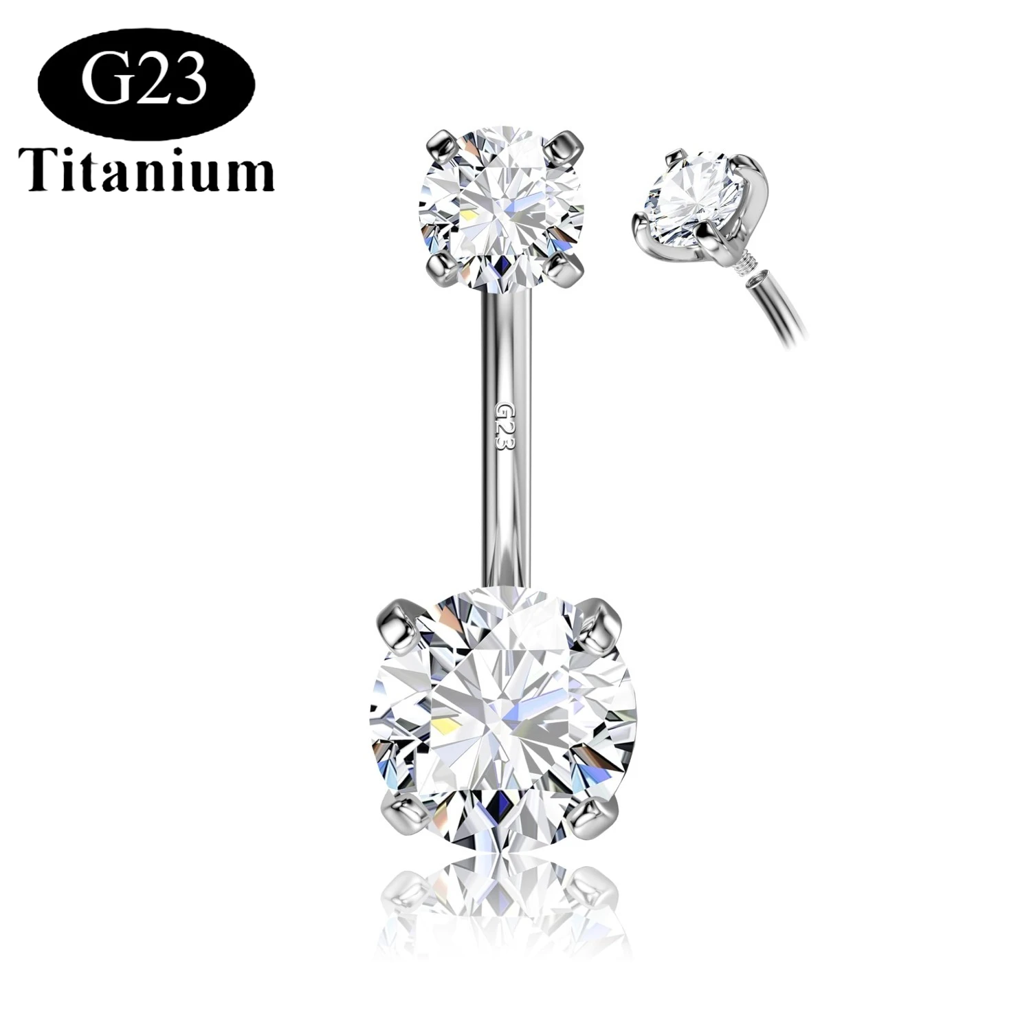 Drperfect 14G G23 Titan-Chirurgenstahl 14K vergoldete Bauchnabelringe für Damen mit Zirkonia-Nabelpiercing-Schmuck – Detail 1