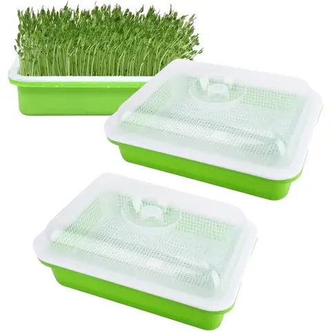 Seed Sprouter Tray Soil-Free Microgreens Growing Trays Nursery Tray Seed Germination Tray Wheatgrass Cat Grass Seedling Planting
