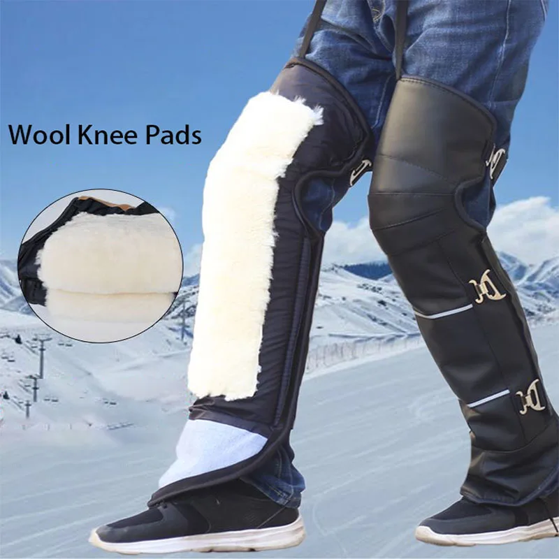 Motorcycle Knee Pads Protection Gears Winter For Warm Riding Wind And Cold Protective Gear Made Of Genuine Leather Sheep