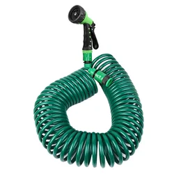 Garden Irrigation Water Hose Sprinkler Garden Hose with Multi Patterns Nozzles Car Cleaning Coil Tube Spring Pipe Plastic Hose