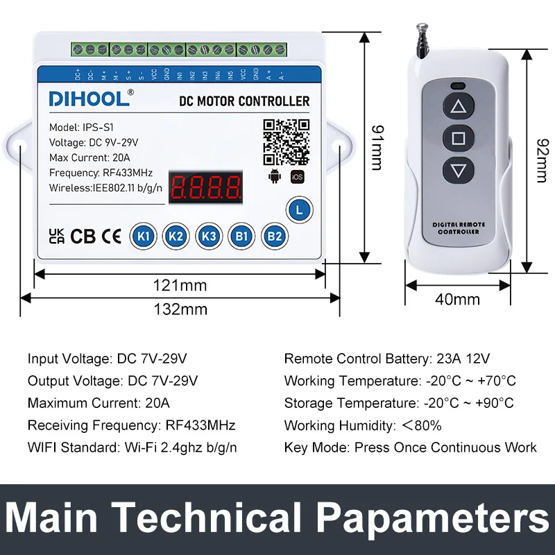 Imagem -04 - Smart dc Motor Atuador Controlador Elevador Interruptor de Controle Avançado e Reverso Suporte Rs485 Comunicar Plc App Controle Ips-s1