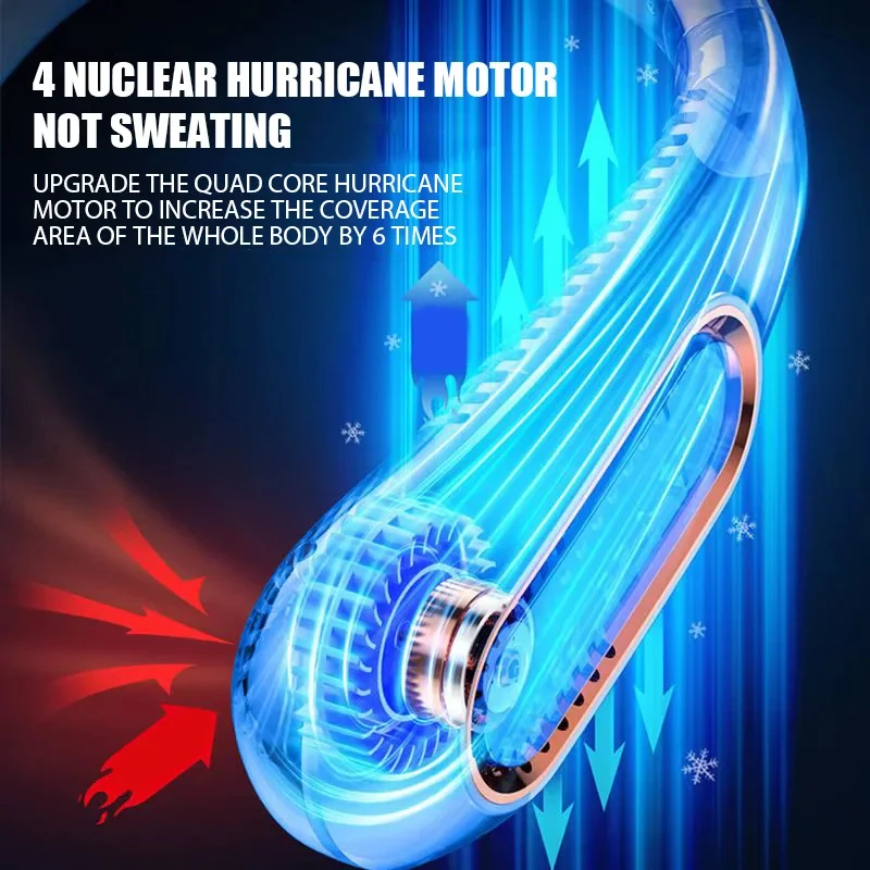 3000mAh Hanging Neck Fan Portable Bladeless Mini USB Rechargeable Mute LED Digital Display Electric Fan Summer Air Cooler New image 6