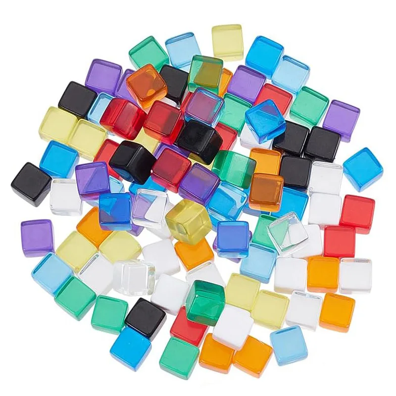 50PCS Transparent Acrylic Blank Dice 10MM Assorted Centimeter Cubes Math Educational Toys Board Games Accessories