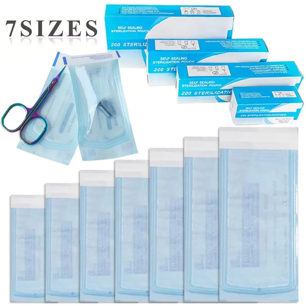 50/20/10pcs Disposable Self-sealing Sterilization Pouches Bag 7 Sizes Tattoo Nail Art Empty Sterilizing Bags Tattoo Accessories