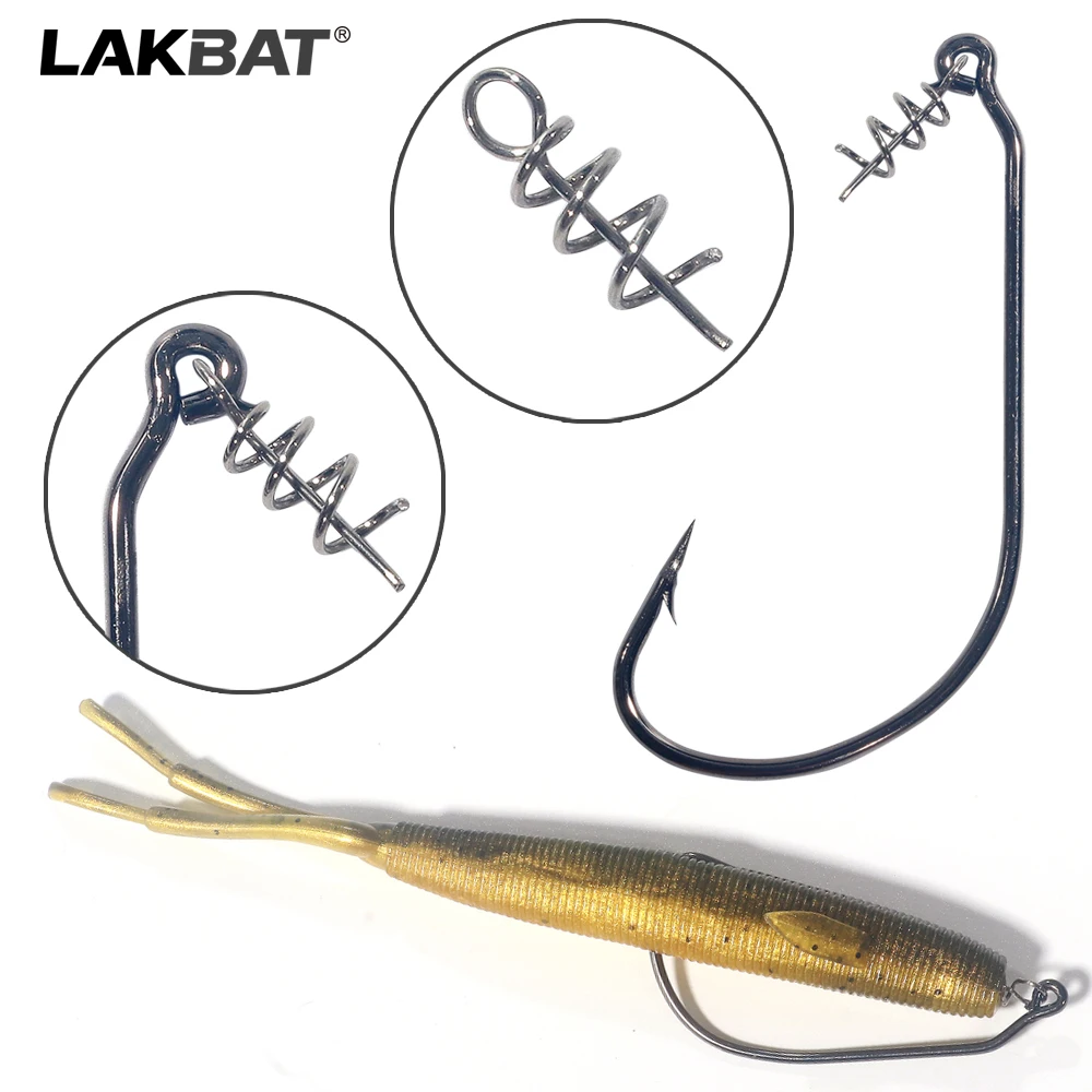 LAKBAT Screw Lock Round Bend Wide Gap Barbed Fishhook High Strength Anti-Rust Forged Hook for Soft Bait Sea Carp Fishing Pesca