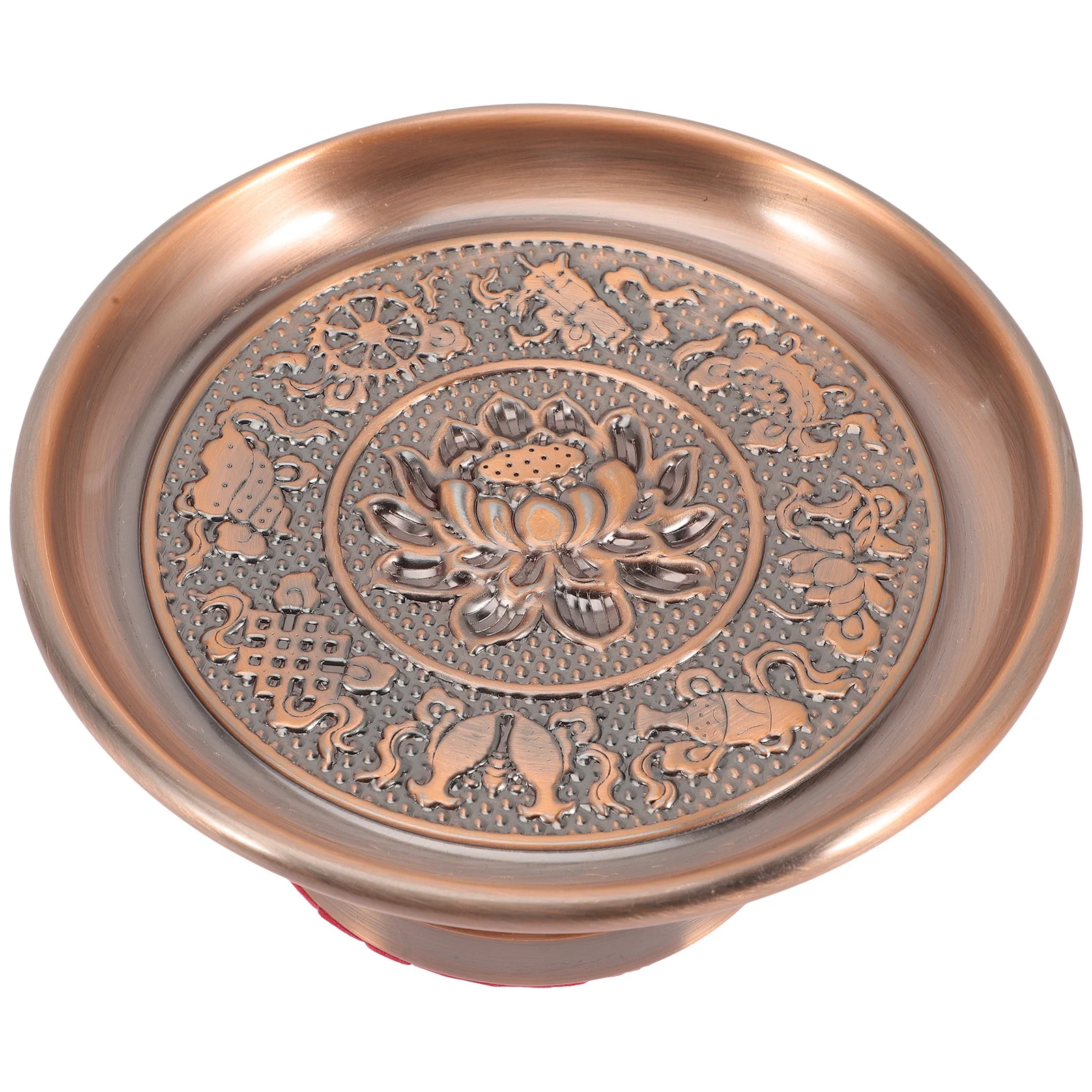 

Alloy Offering Plate Exquisite Vintage Pattern Small Size Large Capacity Temple Tribute Fruit Holder Worship Dish Versatile Food