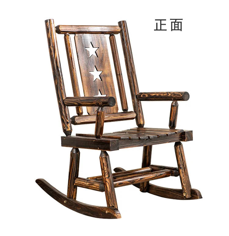 Outdoor Furniture Wooden Rocking Chair Rustic American Country Style Antique Vintage Adult Large Garden Rocker Armchair Rocker