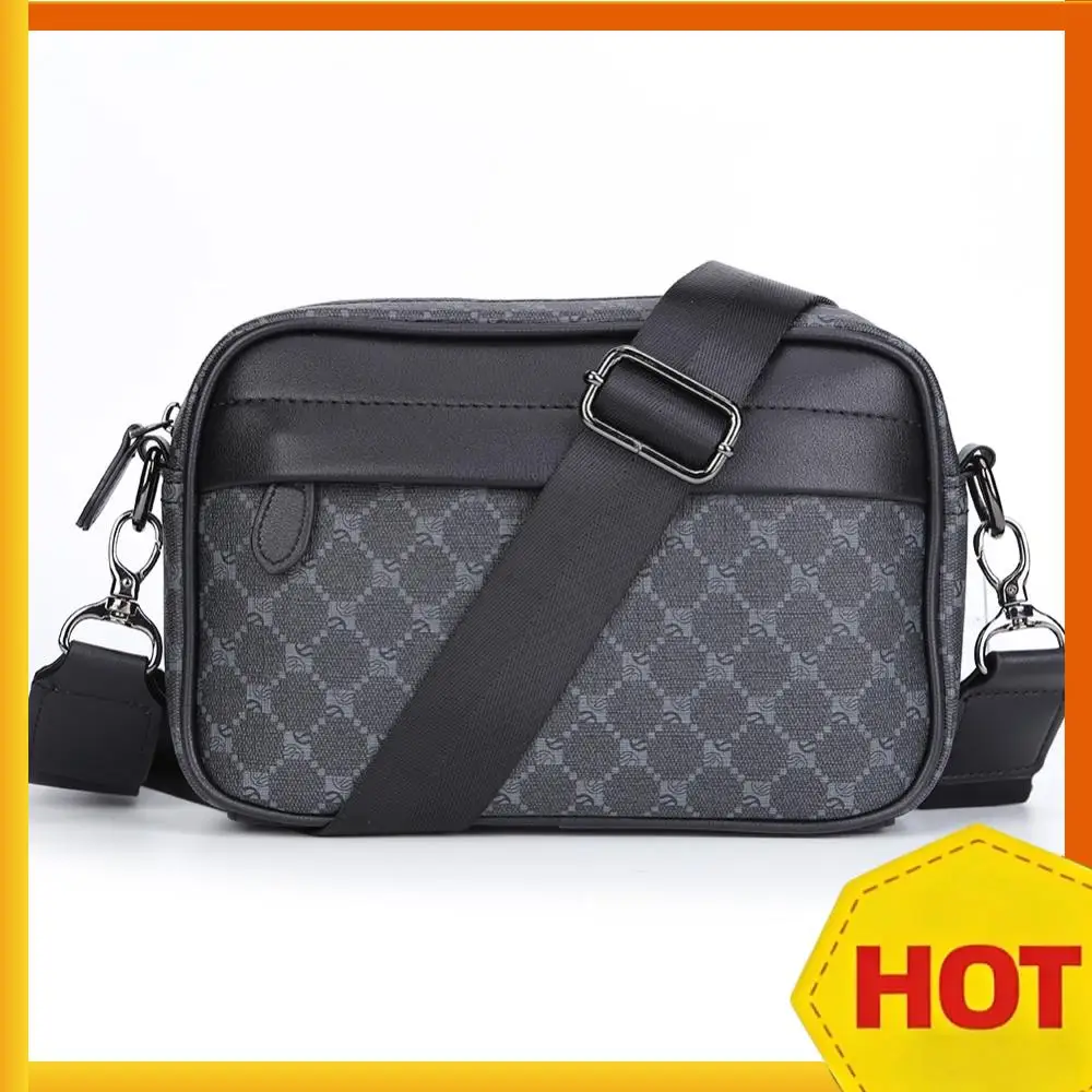 

Повседневная деловая сумка на плечо с классическим узором, мужская сумка через плечо с широким ремешком, маленькая квадратная дизайнерская сумка в клетку для путешествий и работы