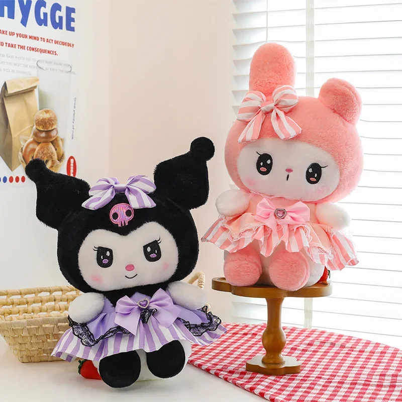 

80CM Sanrio Plushies Dolls Cartoon Kuromi Dress Stuffed Big Plush Doll My Melody Plush Toys Pillow Room Deco Kids Birthday Gifts