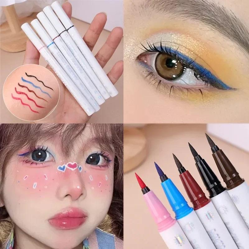 Ultra-thin Matte Liquid Eyeliner Pen Waterproof Lasting Blue Red Sweatproof Quickily Drying Eyeliner Pencil Eyes Makeup Cosmetic