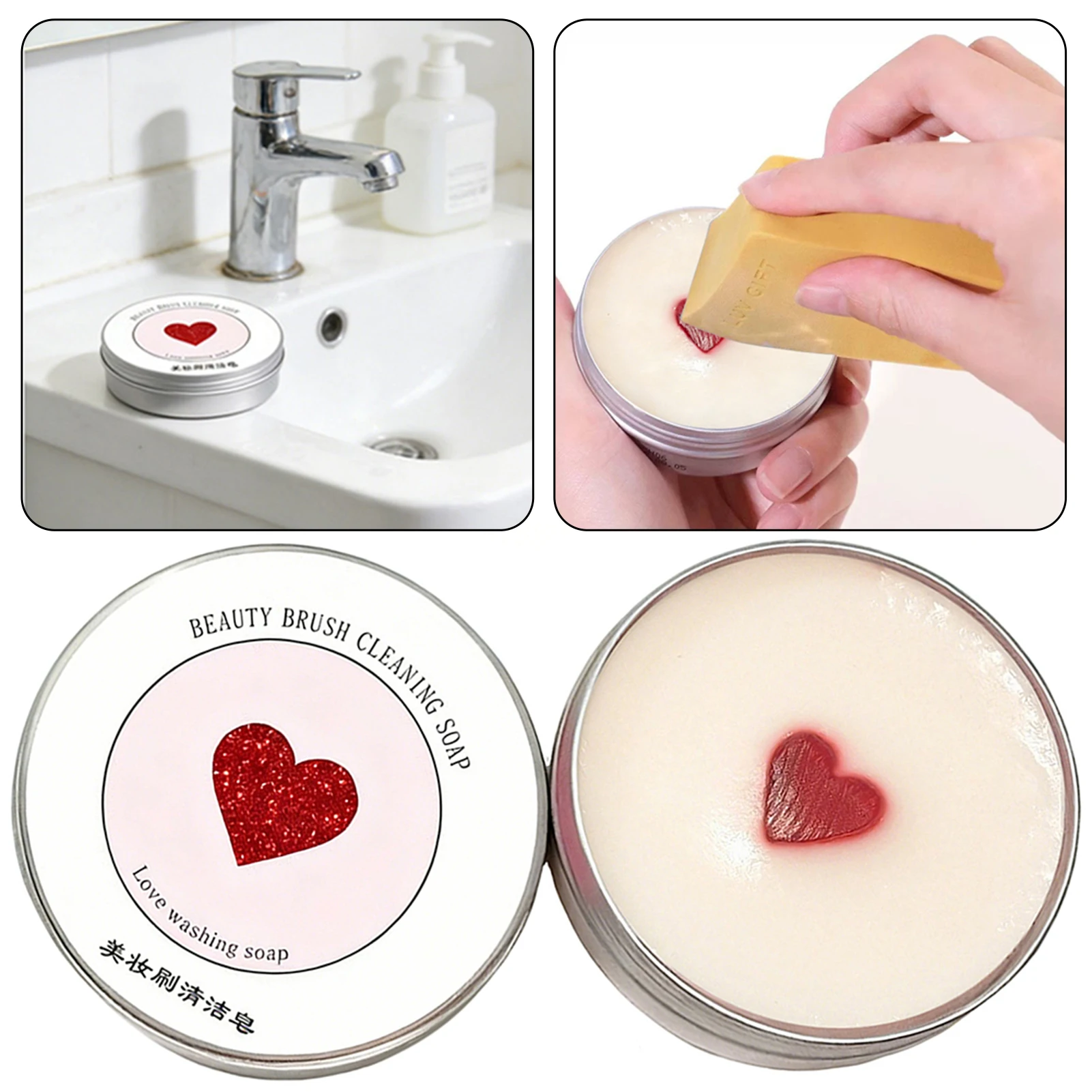 50/100g Solid-Brush Soaps,Professional Brush Puff Cleaning Soaps,Portable Makeup Brush Cleaner Soap,Gentle Makeup Tool Cleanser