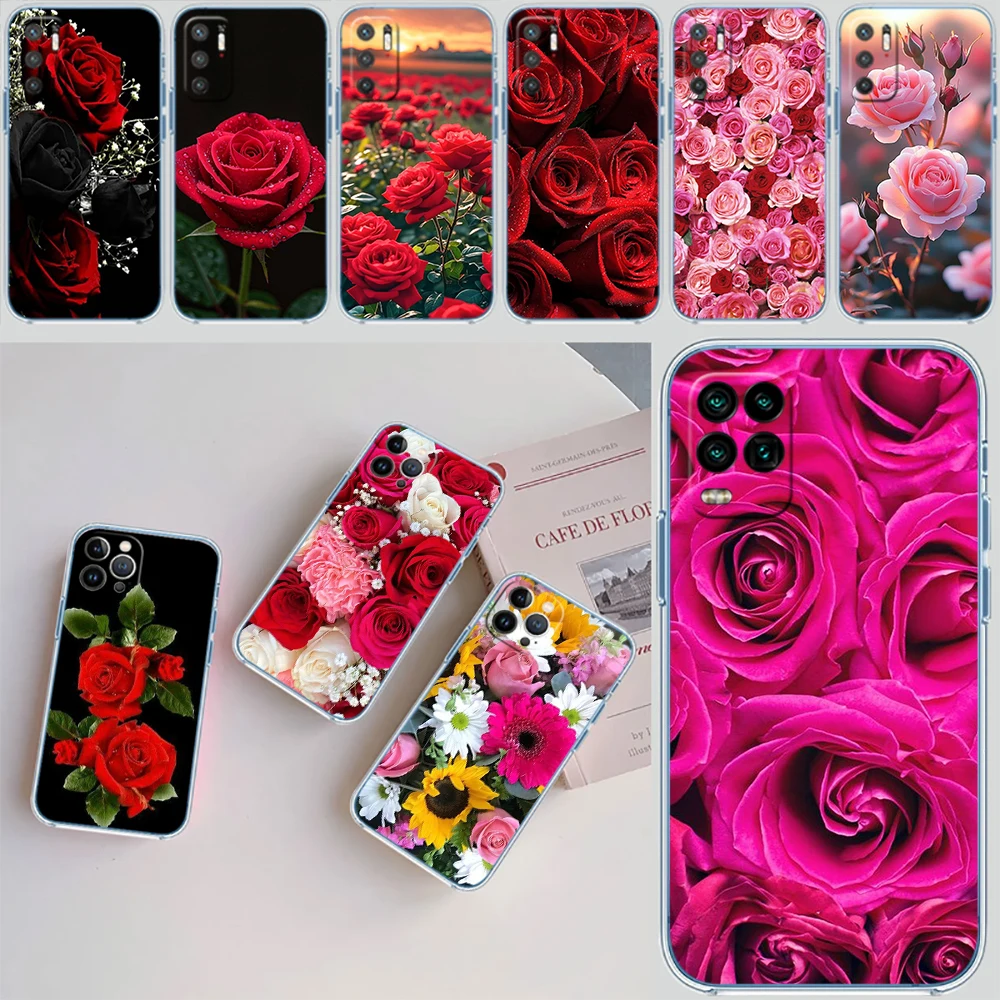 UN5 Beautiful Roses Flower Transparent Phone Case for Motorola Moto Edge 20 30 40 50 S30 Fusion Ultra Pro Neo Lite + G200 G23 view 2