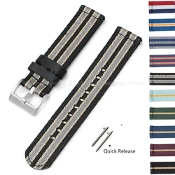 18mm 20mm 22mm 24mm Woven Nylon Watch Band for Omega Seamaster300 for Tudor Canvas Quick Release Bracelet Stainless Steel Buckle