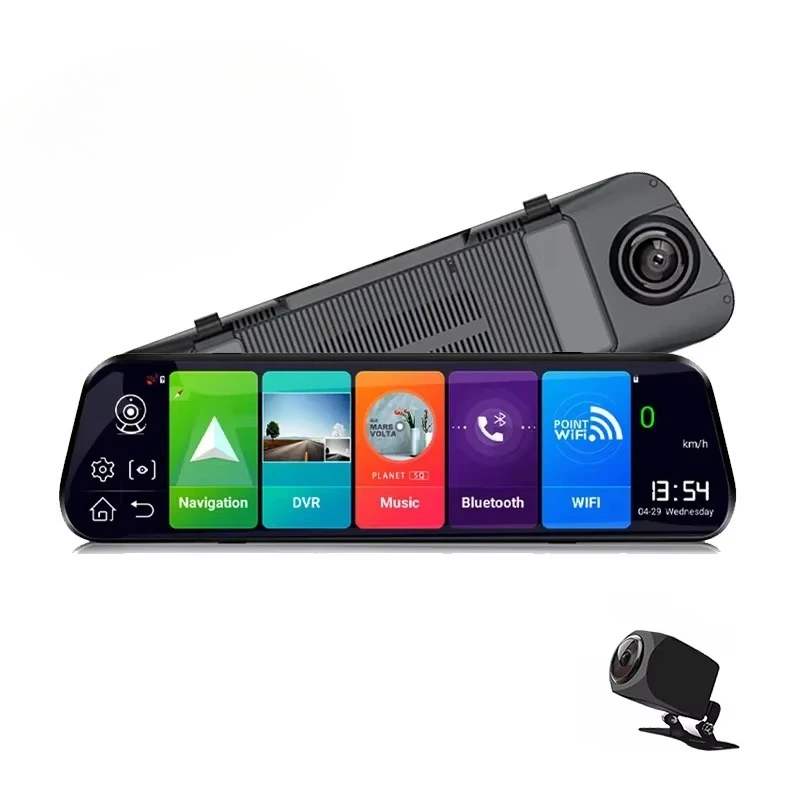 حار بيع 9.66 بوصة مرآة الرؤية الخلفية مسجل قيادة نظام تحديد المواقع والملاحة أندرويد DVR 10 بوصة داش شاشة تعمل باللمس 4G داش كام #1