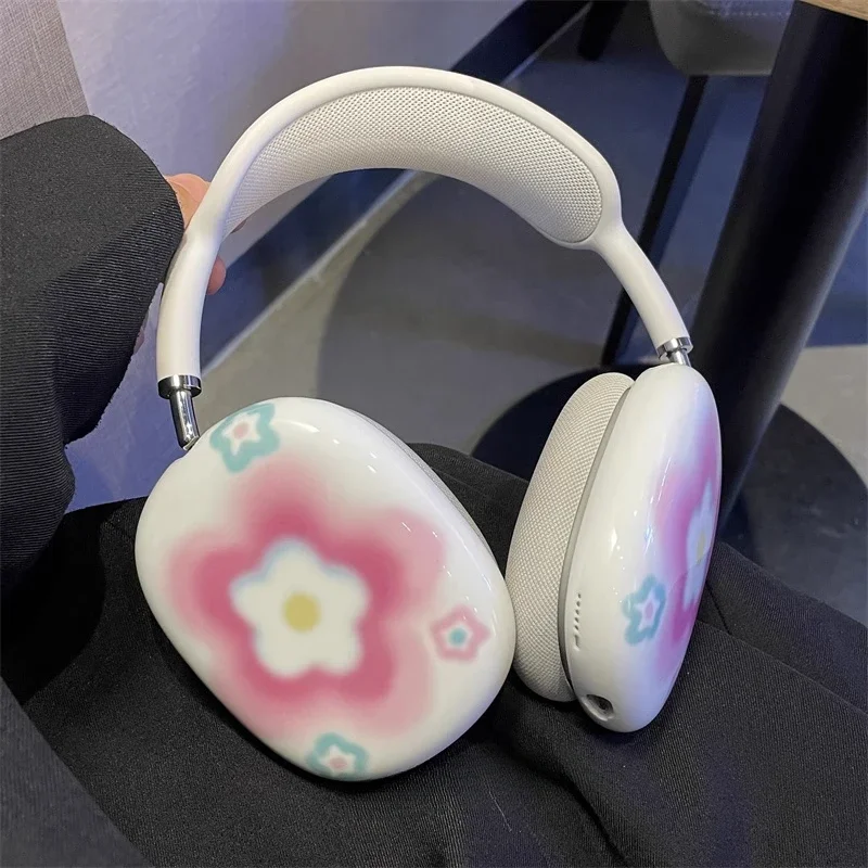 Cute Dyeing Flowers Airpods Max Headphones Case Cover Customized Airpods Cases Cute Headphones Pink Accessories Decoration
