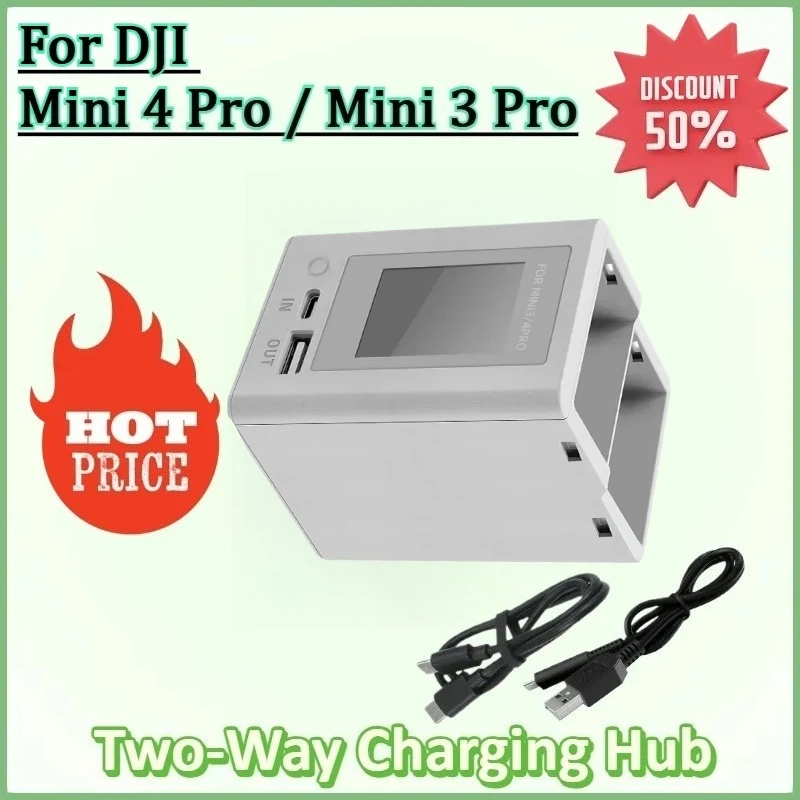 

Mini 4 Pro Battery Charger for DJI Mini 4 Pro Mini 3 Pro Accessory Series Two-Way Charging Hub Dual Batteries Rapid Charging