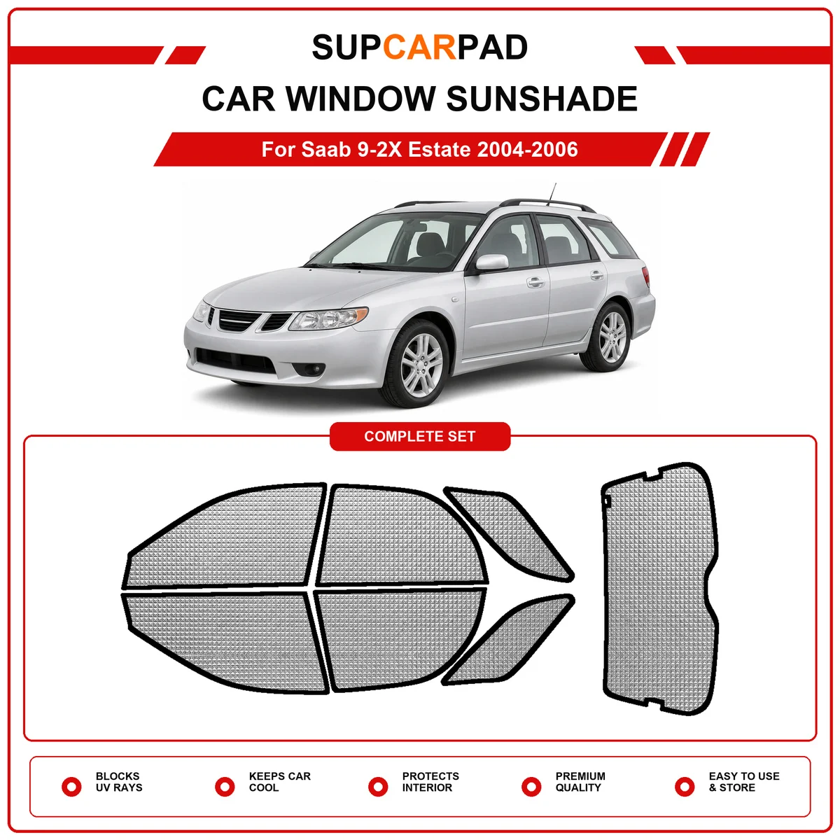 For Saab 9-2X Estate 2004-2006 Pre‑Cut Auto Window Sunshade Anti‑UV Car Sun Visor Protector