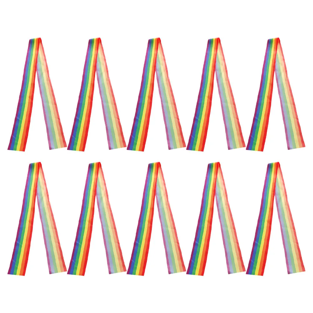 10Pcs Decorative Rainbow Ribbon for Pride Events Hair Bows Party Decorations Gift Wrapping Home Crafting Handmade Projects Long
