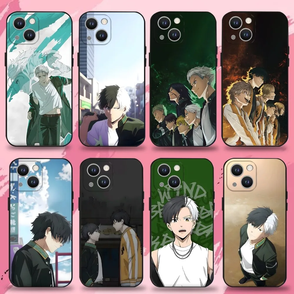 

Anime Wind Breaker Sakura Phone Case For iPhone 16,15,14,13,12,11 Plus,Pro Max,XS,X,XR,SE,Mini,8,7,Soft Silicone Black Cover