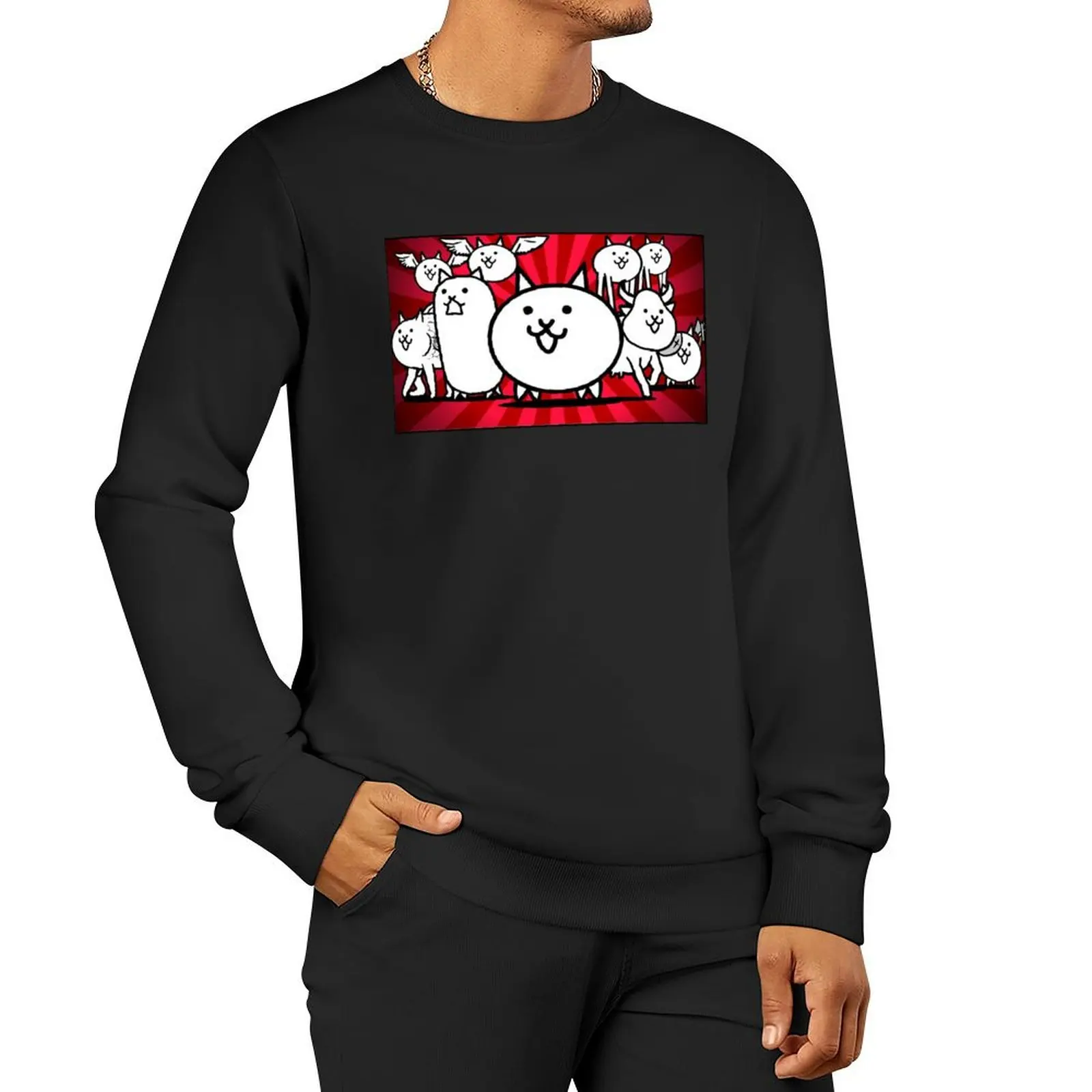 

nyanko great war battle cats Sweatshirt mens designer clothes oversize sweatshirts