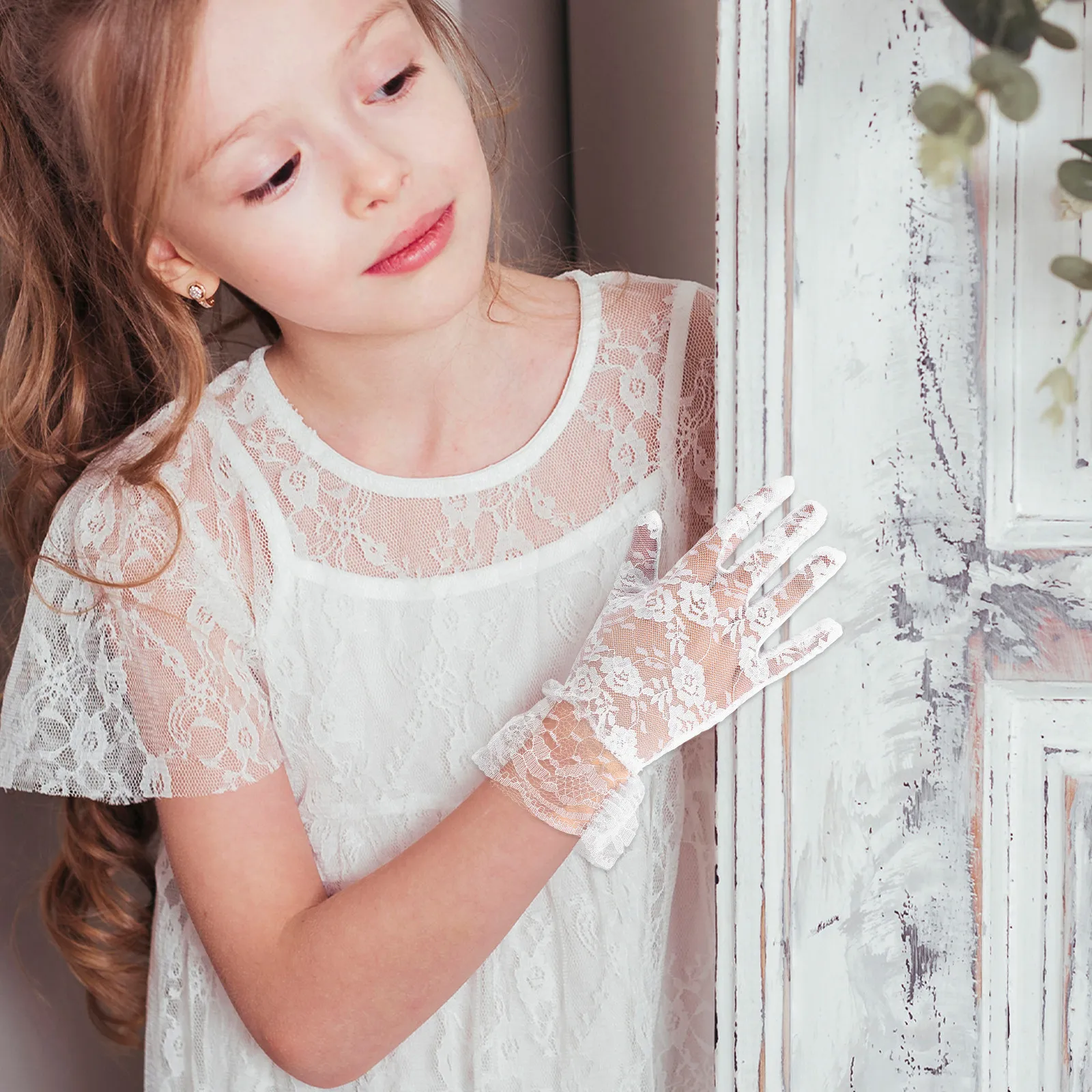 

2 пары детских кружевных перчаток для девочек, белые с цветочным узором, идеальные перчатки для девочек-цветочниц на свадьбу, вечеринку, сценическое выступление, прочные