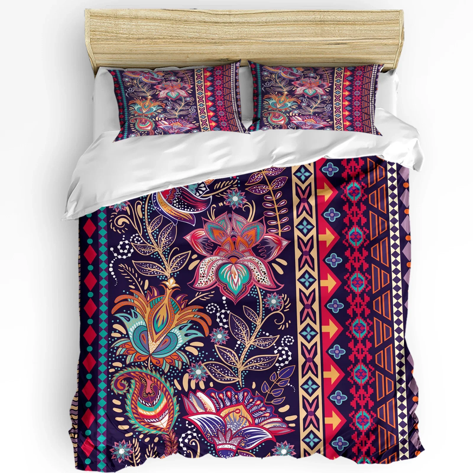 Indian Flowers Duvet Cover Bed Bedding Set For Double Home Textile Quilt Cover Pillowcases Bedroom Bedding Set (No Sheet)