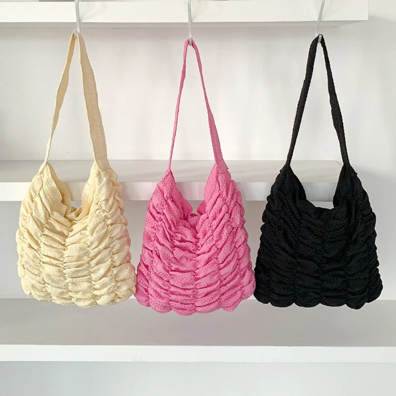 

2024 NEW Shoulder Bags for Girl Women Pleated Cloud Handbag Shopping Bag Travel Bags Ruched Bag