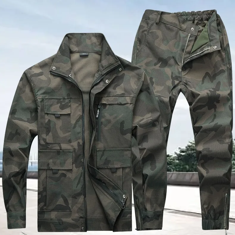 

Camouflage suit spring and autumn outdoor wear-resistant labor protection clothing mesh tear-proof overalls
