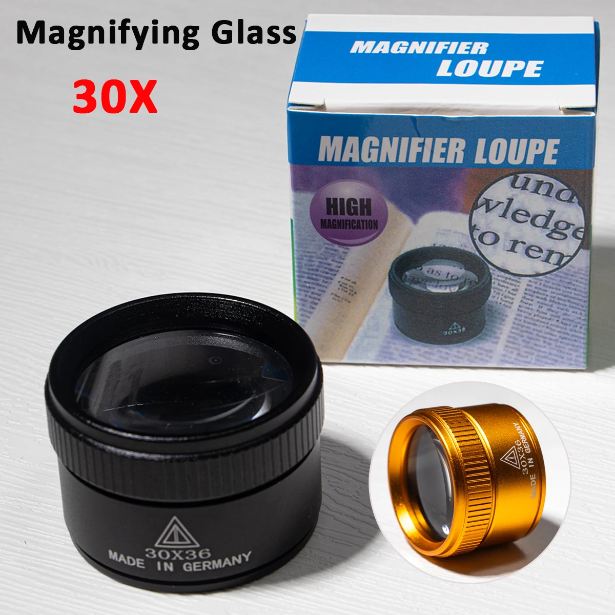 30-fache 36-mm-Lupe mit K9-Optiklinse, Monokel für Uhren, Schmuck, Münzen, Briefmarken, Präzisionsarbeiten, Inspektionswerkzeug