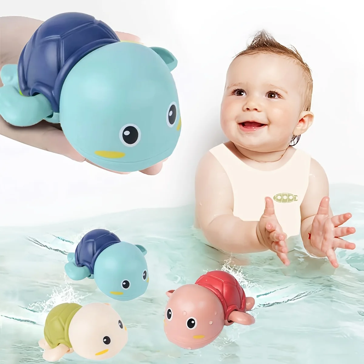 3/1個入り 可愛いゼンマイ仕掛けの動物のおもちゃ カエルの水鉄砲おもちゃ、シャワーやプールでの楽しみのための水を噴射するヘッド付きプラスチック製お風呂のおもちゃ