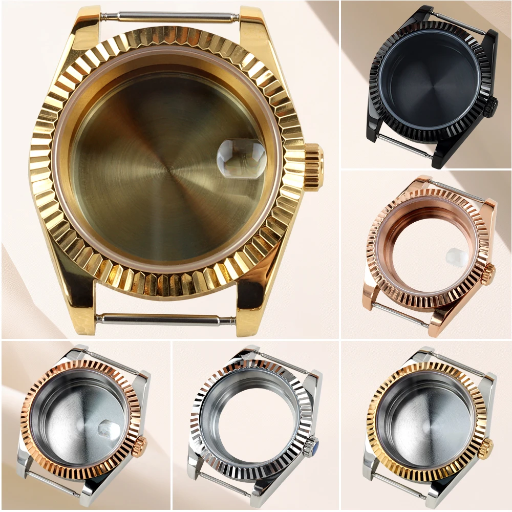 

36/39mm Nh35 Watch Case Gold/Black/Rose Gold/Silver Sapphire Glass Waterproof for Datejust Seiko NH35 NH36 Movement 28.5mm Dial