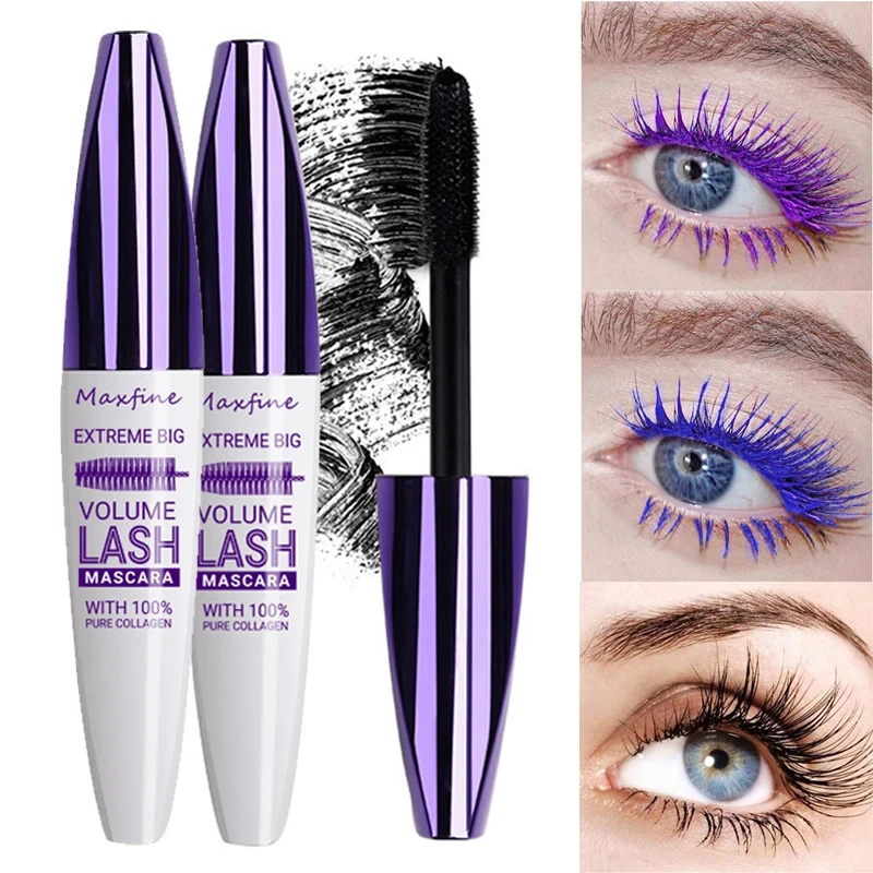 Mascara imperméable à l'eau à 3 dimensions 5D, longue durée, curling, saillant, violet, bleu, blanc, multicolore, yeux, noir, cosmétiques coréens