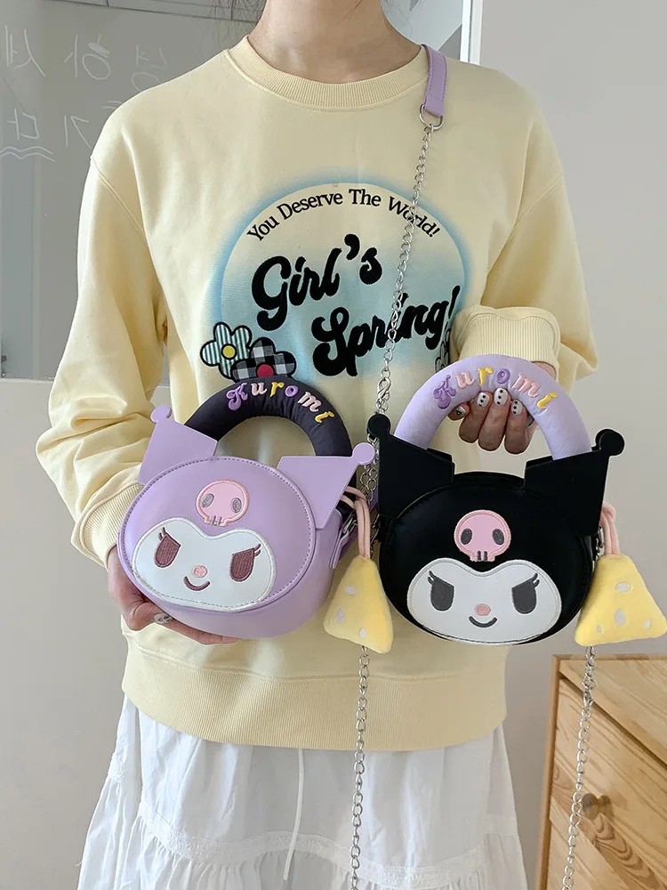 

2025 New Sanrio Kuromi Melody Girls' Mini Shoulder Bag Kawaii Sweet & Cool Chain Crossbody Bag For Girls