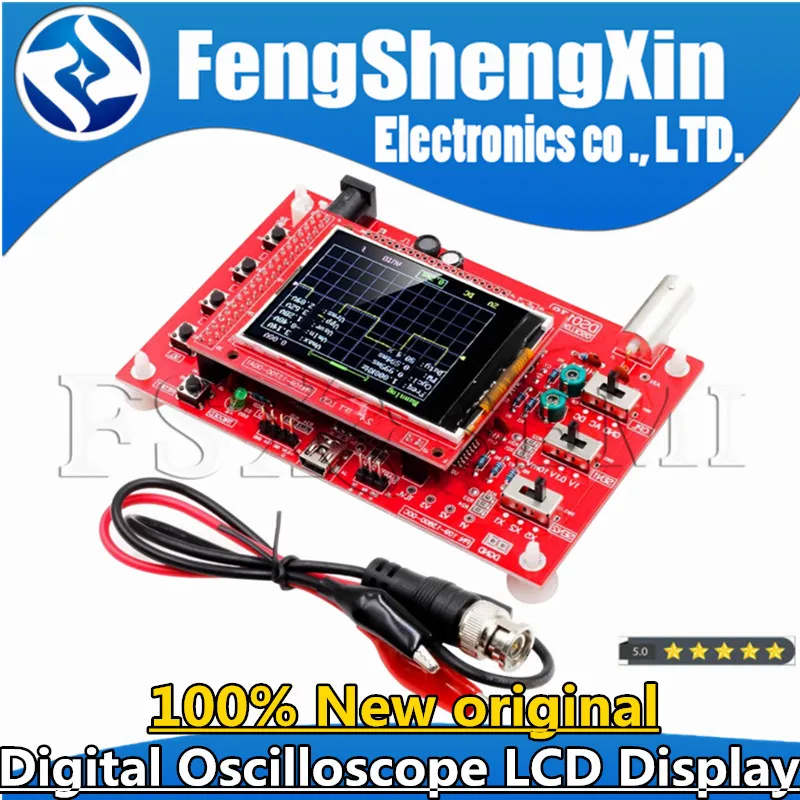 

Fully Assembled Digital Oscilloscope LCD Display with Alligator Probe Test Clip Acrylic Case DIY Open Source DSO138