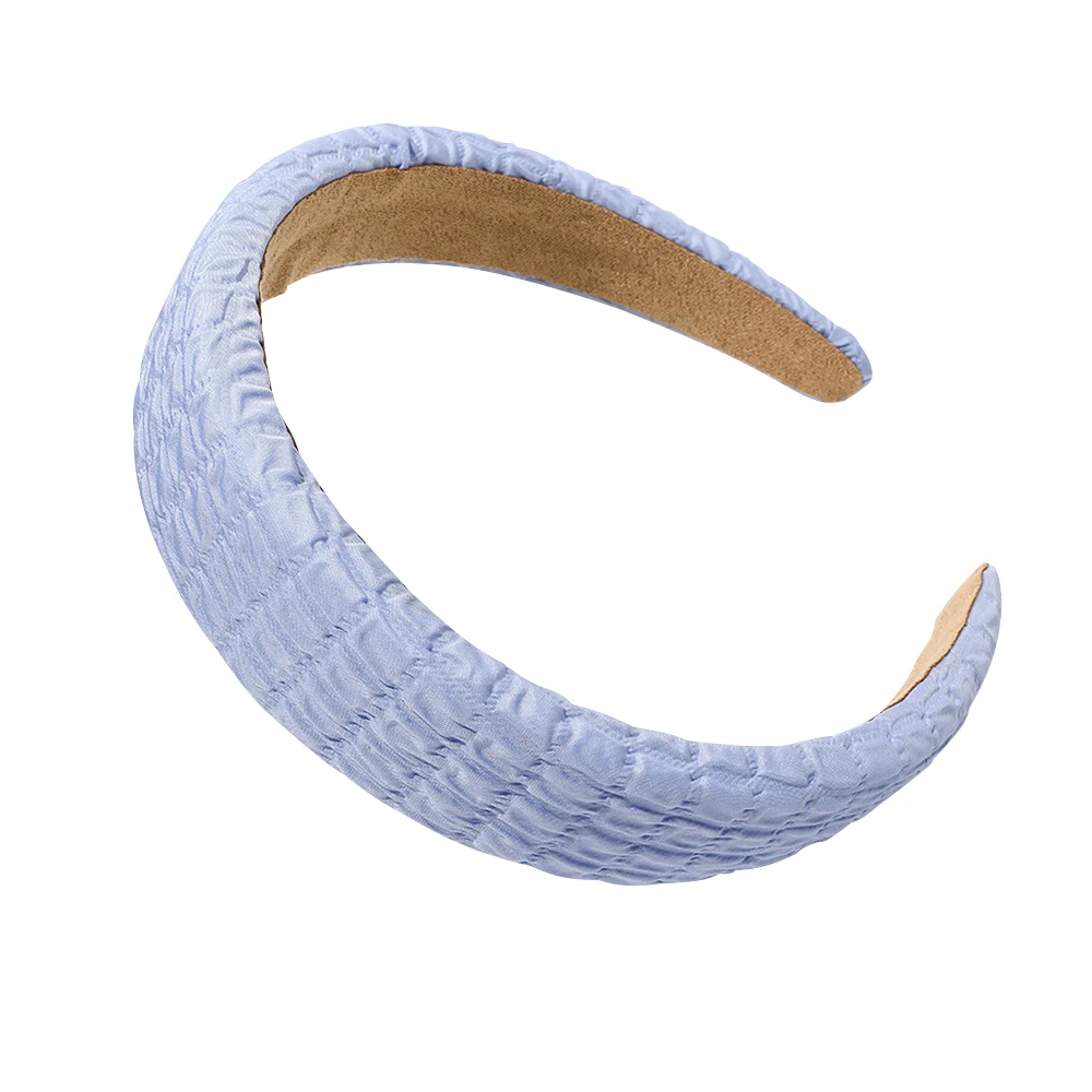 Creme Seersucker Padded Headbands for Women Wide Thick Hairbands Thick Plaid Hair Hoop Girls Sponge Non-slip Hairband