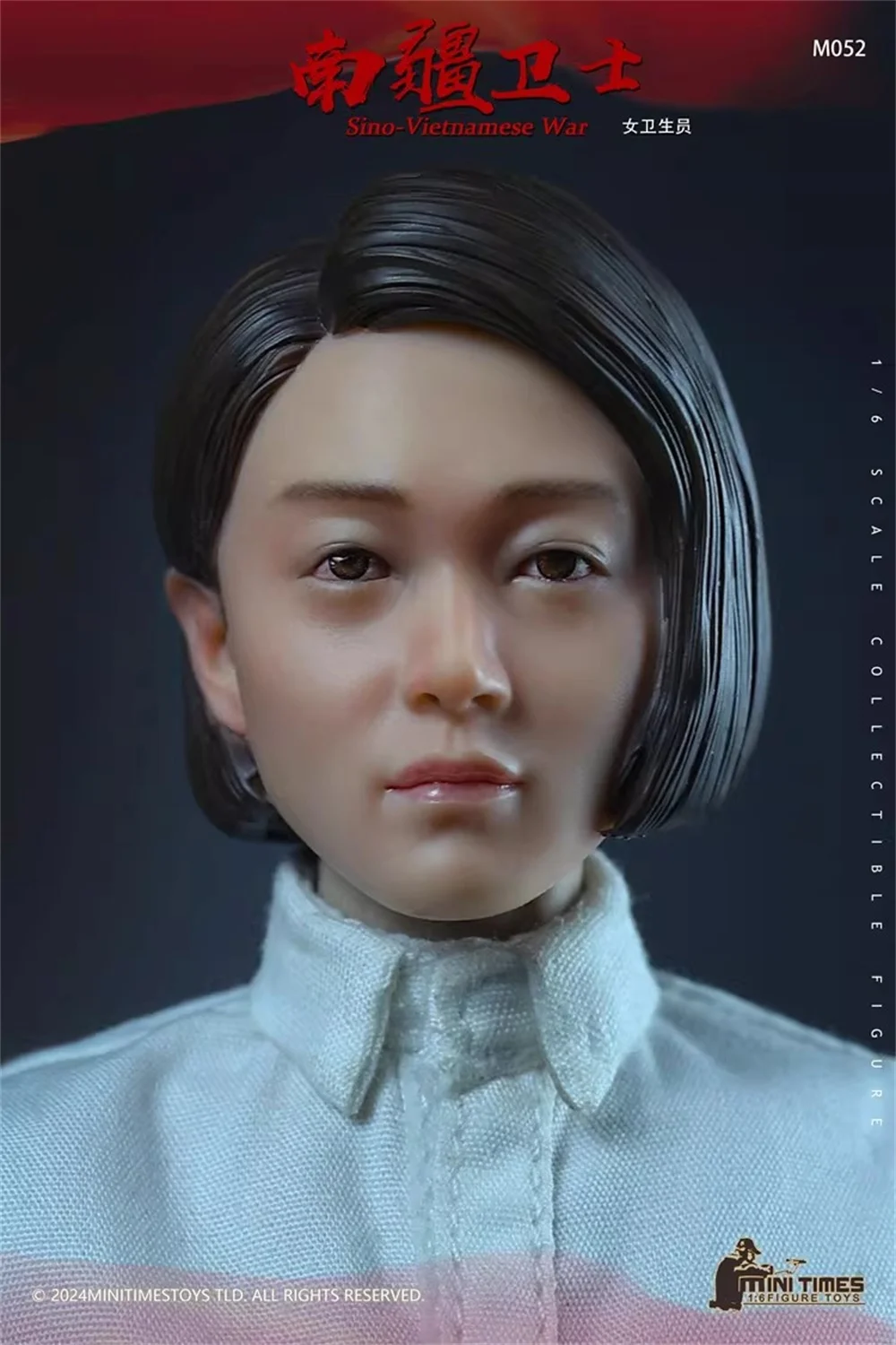 

1/6th Minitimes M052 Asia Female Girl Medic Soldier Head Sculpt Carving Helmet White Shirt Caps Toys Model For 12" Figure DIY
