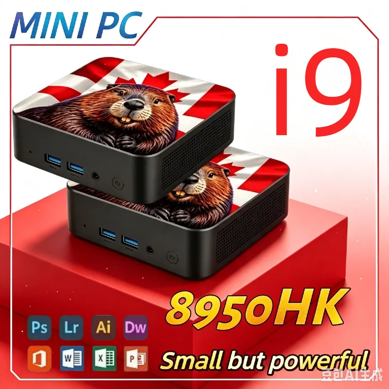 Pc Gaming Ultra - 2026年新型超薄型ミニPC カナダ国旗デザイン Intel i9‑8950HK 16GB RAM