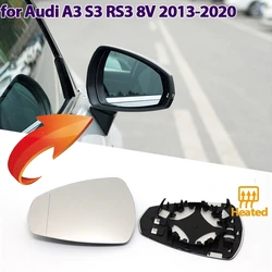 Left & Right Side Mirror Glass Rearview Exterior Wide Angle for Audi A3 S3 RS3 RS A S 3 2013-2020 8V0857535D, 8V0857536D