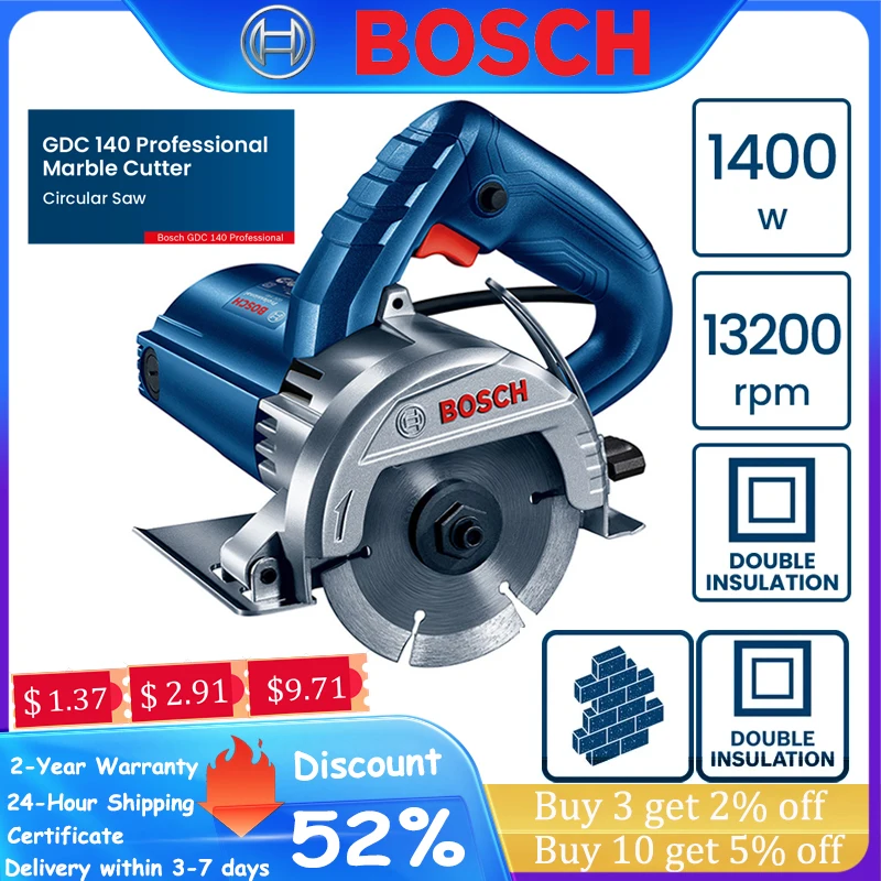 

1400W Bosch GDC140 Cutting Machine Wood Marble Stone Slotting Machine 115mm Diameter Circular Saw Diamond Tile Electric Cutter