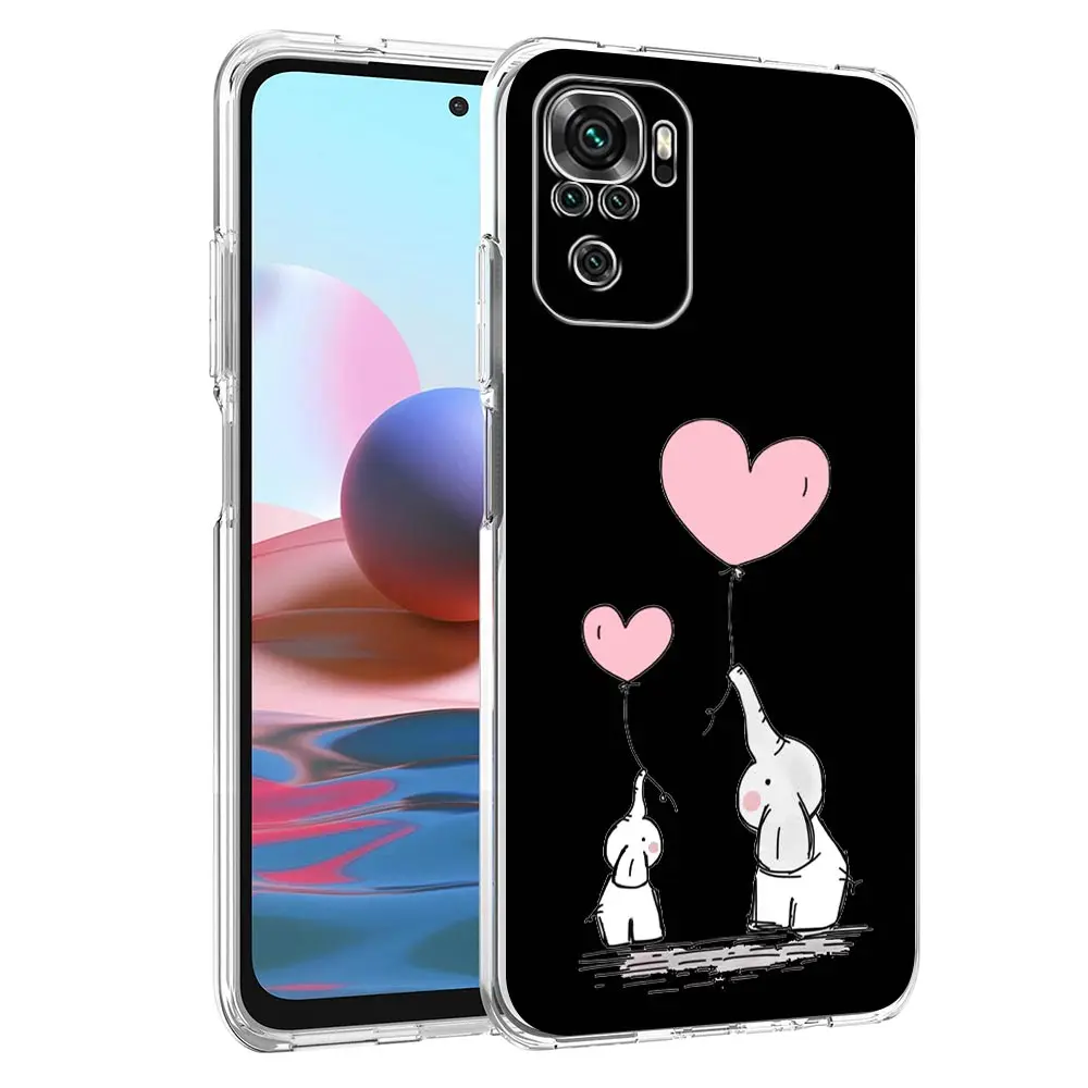 Phone Case For Xiaomi Redmi Note 13 12 5G 9S 9 8 10 11 Pro Plus 4G 9T 13C 12C10C 9C 9A 7 Clear Cover Couple Style Cartoon