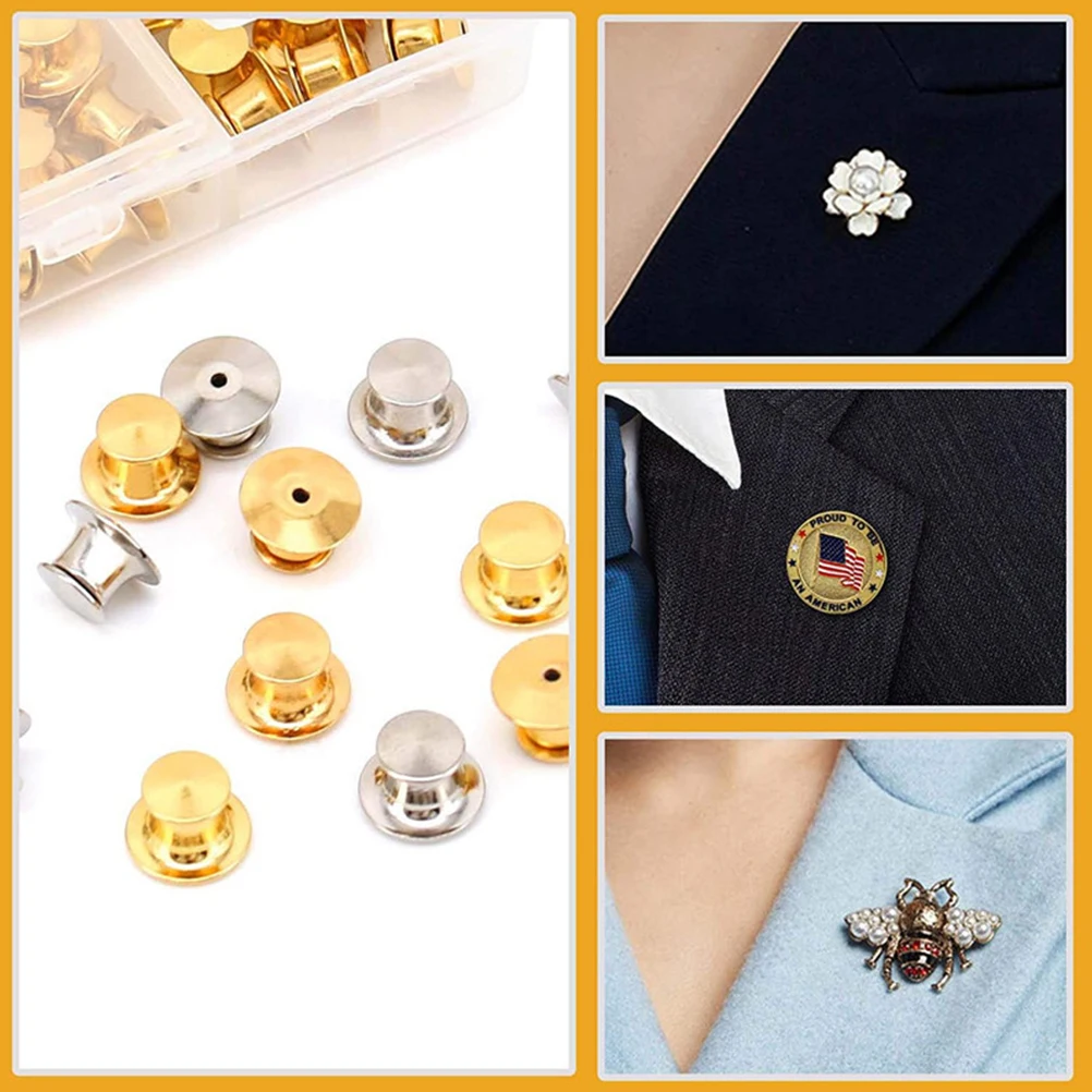 

84pcs Metal Backs DIY Crafts Easy Replacement Badge Holders Clutch Multi Function Pin Keeper Pins Brooch Keepers Jewelry