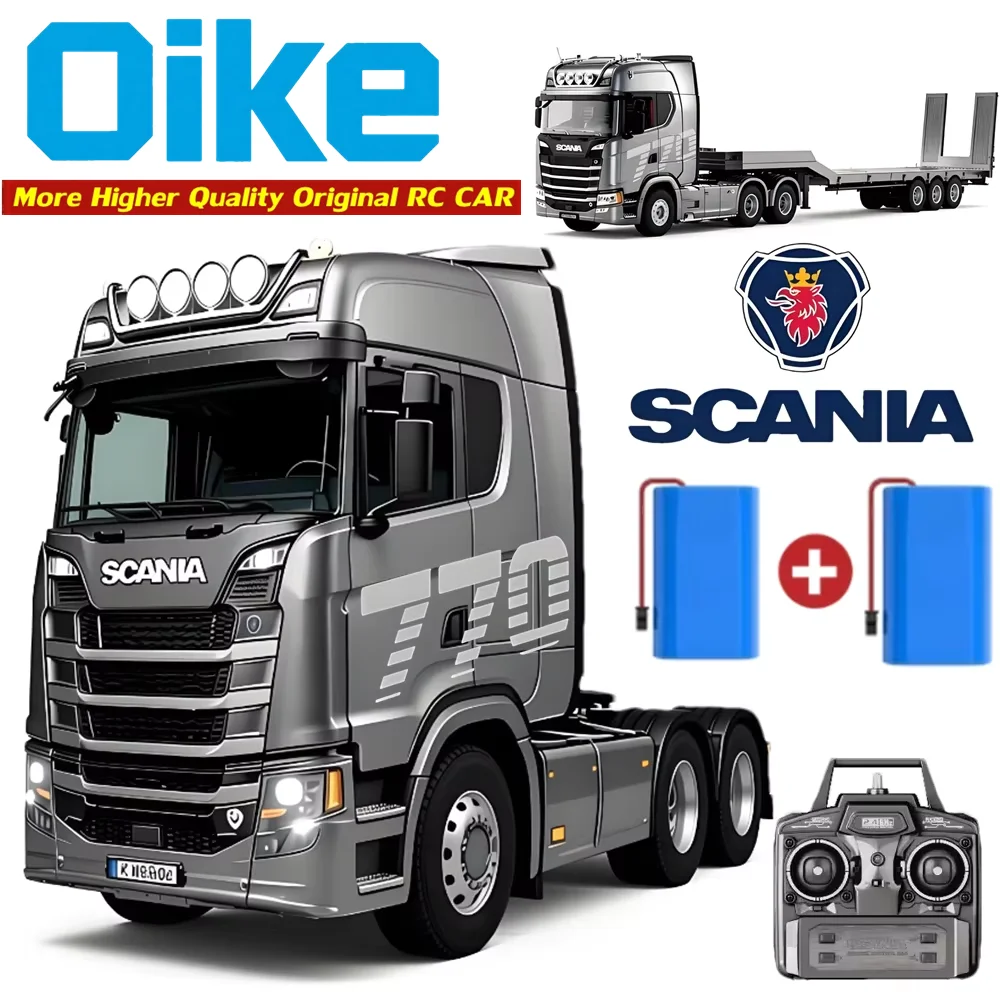 Oike RC Semi Trailer Truck 1:18 with Sound and Lights Remote Control Flatbed Tractor Engineering Car 770S Model Toy HUINA 1501