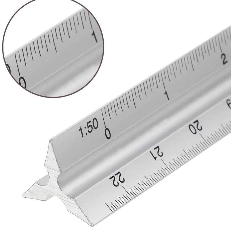 30cm Aluminium Metal for Triangle Scale Architect Engineer Technical Ruler 12