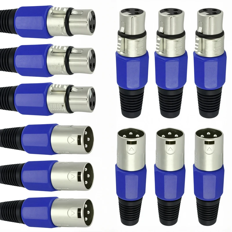 2Pairs XLR Connector 3Pins Male and Female Microphone Audio Cable Connector XLR Adapter Connectors