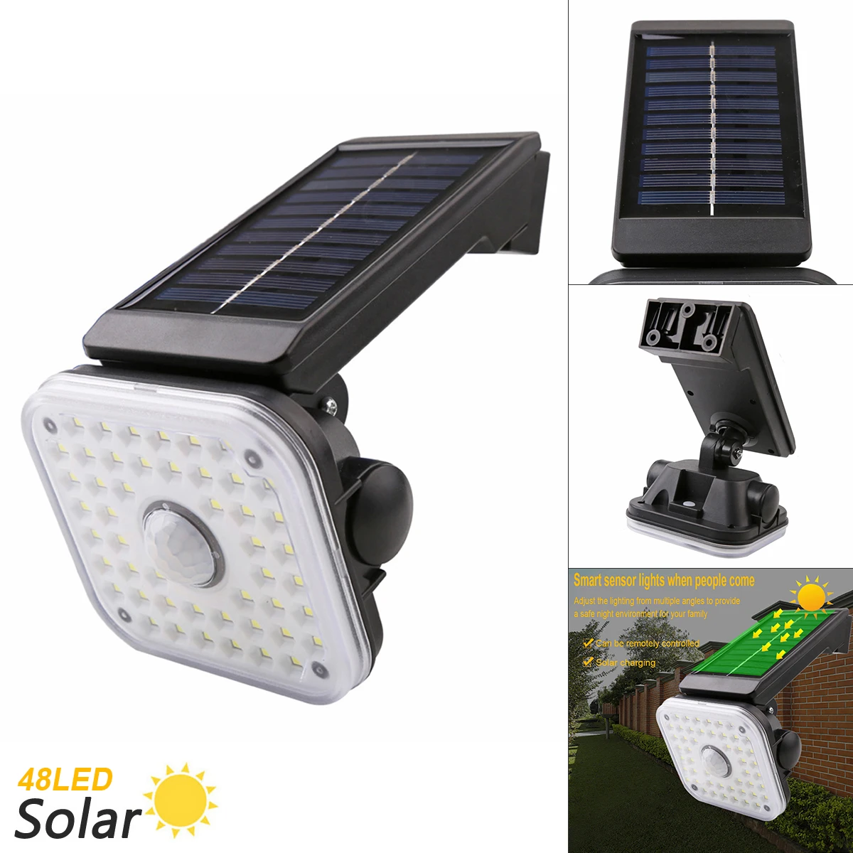 

Solar Wall Light LED Motion Sensor Wall Lamp Outdoor Waterproof Rotatable Garden Street Light